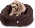 Majestic Pet 32 Inch Suede Calming Dog Bed Washable 32x23x7 (Inch) – Cozy Soft Round Donut Dog Bed with Spine Support for Dogs to Rest Their Head - Pet Bed Medium – Chocolate