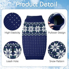 Kuoser Dog Sweater, Holiday Christmas Snowflake Pet Warm Knitwear Dog Sweaters Soft Puppy Clothing, Doggie Turtleneck Cold Weather Outfit Pullover for Small Medium Large Dogs Cats, Blue M