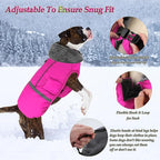 Dogcheer Warm Dog Coat, Christmas Dog Jacket Waterproof Puppy Winter Coat with Buckles, Reflective Adjustable Pet Snow Jacket Turtleneck Fleece Sweater for Small Medium Large Dogs - Pink, L
