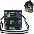 PetAmi Dog Treat Pouch, Pet Treat Pouch for Training, Dog Walking Bag Holder for Kibbles, Pet Food Toy, Dog Trainer Essentials Supplies, Poop Bag Dispenser, 3 Ways to Wear (Floral Grey)