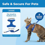 Best Pet Supplies Voyager Escape Proof Cat Harness and Leash Set with Reflective Stitching, Neoprene Handle 5ft - Supports Small, Medium and Large Cats, Kittens - Royal Blue, M (Chest: 16.5-19.5")