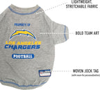 NFL Los Angeles Chargers Dog T-shirt Large. - Licensed Shirt for Pets Team Colored with Team Logos- Premium Stretchable Materials for the comfort of your Dog & Cat