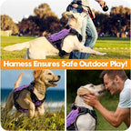 Heavy-Duty Tactical Dog Harness for Large Dogs, No Pull Adjustable Reflective Pet Vest with Molle System, K9 Military-Grade Control for Service Training, Outdoor & 10+ Breeds, Purple Camo, X-Large