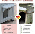 Rockever Plastic Outdoor Cat House with Soft Mat, Insulated Outdoor Cat Houses for Winter, Waterproof 2 Story Outside Cat Shelter, Clean and Assemble Easily