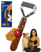 Dog Brush for Shedding 20 Blade Dematting Tool Pet Brush, Undercoat Rake for Large Medium Small Dogs and Cats, Shedding Dog Comb for Grooming, Premium Wood Handle, Efficiently Detangle and Groom Coats