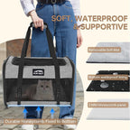 Soft Sided Two Cats Dog Carrier up to 25 lbs, Portable Mesh Pet Travel Bag for Medium Puppy Big Cats, Collapsible Puppy Crate Home Outdoor 20x13x13in, Grey
