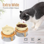 3PCS Elevated Cat Bowls,Wide Raised Ceramic Pet Dishes with Bamboo Stand, Whisker Friendly Pet Water or Food Plates Feeding Station for Indoor Small Dogs, Kitten (Yellow(3PCS))