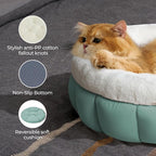 BALANCE Cat Beds for Indoor Cats, Washable Round Dog Bed, Donut Dog Bed with Anti-Slip Bottom for Small Dogs, 28 Inches, Granite Green