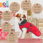 Dogcheer Dog Coat, Waterproof Dog Jacket Reflective Pet Winter Coat with Adjustable Hook & Loop, Christmas Puppy Fleece Jacket Warm Turtleneck Snowsuit for Small Medium Large Dogs - Red, 3XL