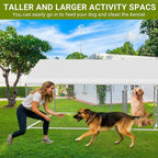 Rovibek 7.5 ×19.7 FT Outdoor Dog Kennel with Roof, Two Rooms Dog Kennel Outside with Waterproof Sunproof Cover, Galvanized Heavy Duty Dog Kennel and Enclosure for Outside with Secure Lock