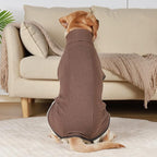 ROZKITCH Turtleneck Dog Pajamas for Large Dogs, Pet Windproof Warm Cold Weather Jacket Vest Cozy Jumpsuit Apparel Outfit Clothes for Walking Hiking Travel Sleep Brown 2XS