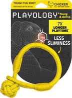 Playology Dog Toys | Puppy Toy Tough Tug Knot for Tug of War Designed for Young & Active Dogs | Medium Chicken Scented Toy Made from Non Toxic Materials