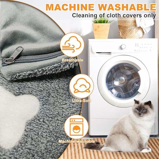 Bestio Large Dog Heating Pad 34×21 in Heated Dog Cat Bed with Upgraded Smart Switch,Added Constant On Function，UL&MET Dual Certification with Washable Cover-Gray