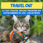 Travel Cat Harness and Leash Set - Adjustable Fit Mesh Cat Harness and Reflective Strap - Comfort Walking Vest for Kitten for Outdoor Walking, Hiking (Small, Hawaiian)
