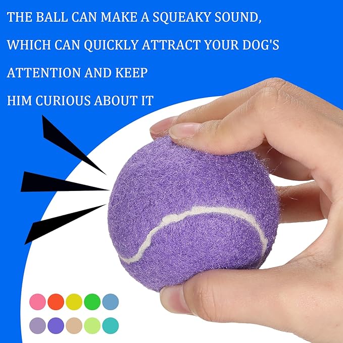 Liliful 50 Pieces 2.5'' Dog Squeaky Tennis Balls for Pet Playing Medium Large Dogs Puppy Balls for Training Toy with Squeaker Easy Fetch Play Exercise(Multicolor)