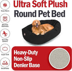 Majestic Pet 40 Inch Suede Calming Dog Bed Washable 40x29x9 (Inch) – Cozy Soft Round Donut Dog Bed with Spine Support for Dogs to Rest Their Head - Pet Bed Large – Black (2025)