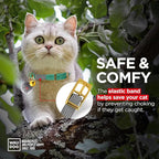 WAUDOG Ultra Soft Rolled Leather Cat Collar with Removable Bell, Safety Elastic Strap and QR ID Tag - Soft Padded for Small, Medium, and Large Cats - Round Kitten Collar for Male and Female Cats