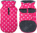 Dog Winter Coat, Waterproof Dog Jacket with Leash Hole, Reflective Adjustable Pet Snow Vest, Warm Fleece Sweater for Small Medium Large Dogs - Pink Polka Dot, XS