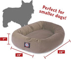 Majestic Pet 24 Inch Suede Calming Dog Bed Washable 24x19x7 (Inch) – Cozy Soft Round Donut Dog Bed with Spine Support for Dogs to Rest Their Head - Pet Bed Small – Stone