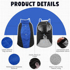 Warm Dog Coat,Waterproof Jacket in Winter Adjustable and Reversible Doggy Fleece Outfit,Thick Clothes with Foldable Collar for Puppy in Cold Days,L RoyalBlue
