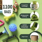 Reli. Biodegradable Dog Poop Bags (1100 Pack, 2 Large Rolls) | 9"x13" Large Poop Bags for Dogs | Unscented, Leak Proof Oxobiodegradable Pet Waste Clean Up | Green Eco-Friendly | Dispenser Box