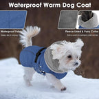 Dog Coat, Waterproof Dog Winter Jacket with Adjustable Buckle, Reflective Turtleneck Pet Snow Vest Warm Fleece Sweater for Small Medium Large Dogs - Blue, S