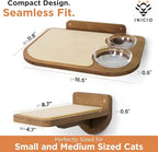 INICIO Cat Wall Shelves – Dog Proof Feeding Station with Wall Mounted Shelves, Durable 3 Step Birch Floating Shelf for Cats Up to 15lbs, Includes Attached Cat Food Bowl for Convenient Feeding – Brown
