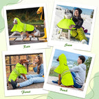 Dog Raincoat - Waterproof Dog Rain Jacket with Leash Hole, Lightweight Hooded Pet Rain Coats, Reflective Doggy Slicker Poncho for Dogs Walking(M, Green)