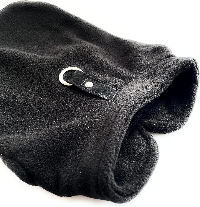 JACKO & CO - Fleece Vest Dog Sweater with Leash Ring - Soft, Warm & Lightweight Pullover Coat for Small & Medium Dogs, Puppies & Cats - Cozy Fall/Winter/Spring Pet Jacket (Black, Medium 6-10lbs)