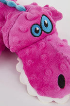 goDog Gators Squeaky Plush Dog Toy with Chew Guard Technology, Durable Fabric & Squeaker for Active Play, Pink, Large