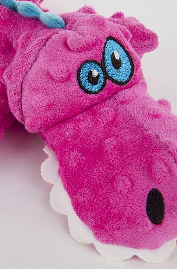 goDog Gators Squeaky Plush Dog Toy with Chew Guard Technology, Durable Fabric & Squeaker for Active Play, Pink, Large
