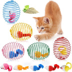 Jecery 5 Pcs Halloween Cat Spring Balls Toys Stretchable Rolling Balls Colorful Playful Coils Interactive Spring Action Toy Caged Rats for Kitten Cat Pet Supplies(Catnip Rats,Bright Color,5 Pcs)