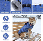 Malier Dog Coat, Reflective Dog Jacket Waterproof Windproof Puppy Cold Weather Coats with Harness Built in, Winter Extra Warm Pet Coat Fleece Vest for Small Large Pets and Puppy (Blue, Small)
