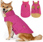 Dog Winter Coat, Dog Jacket with Warm Fleece Lined, Waterproof Windproof Dogs Cold Weather Coats Clothes for Puppy Dogs Snowsuit with Leash Hole, Rose Red Small