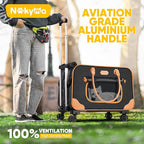 Large Cat Carrier with Wheels, Rolling Cat Carrier, 24"x 13.8"x 15.4" Pet Carrier with Wheels for Large Cats Small Dogs up to 38 LBS, Ideal for Travel, Walking and Camping(NOT for TSA)