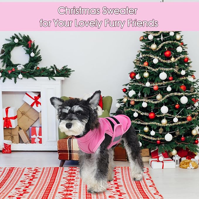 IDOMIK Warm Fleece Dog Sweater for Large Dogs,Soft Winter Dog Fleece Jacket Coat for Fall Cold Weather,Adjustable Fleeced Vest with Reflective Strips,Pullover Pet Sweatshirt for Girl Boy Dogs,Rose,L