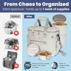 The Original Doggy Bag™ - Complete Dog Travel Bowl Bag for Supplies with 2 BPA-Free Travel Dog Bowls & 2 Food Containers - Traveling Kit for Road Trips, Camping, Weekend Away or Doggy Gift - Beige