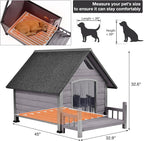 Dog House Outdoor, Chew-Proof Metal Frame Dog Kennel Shelter for Large Breeds,Weatherproof (Grey-H, Large)