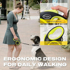Fida Retractable Dog Leash, Reflective 16ft Heavy Duty Pet Walking Leash for Small/Medium Dog up to 26 lbs, Tangle Free. One-Hand Brake (Small, Neon Yellow)