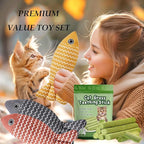 Cat Toys for Indoor Cats 9pcs Wavy Fish Toy Catnip Toys Cats Interactive Toys Kitten Dental Gifts Cat Kicker Grass Stick Kitty Chew Plush with Bells