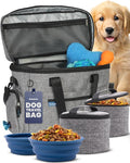 The Original Doggy Bag™ - Complete Dog Travel Bag for Supplies with 2 BPA-Free Travel Dog Bowls & 2 Pet Food Containers - Traveling Kit for Road Trips, Camping, Weekend Away or Doggy Gift - Grey