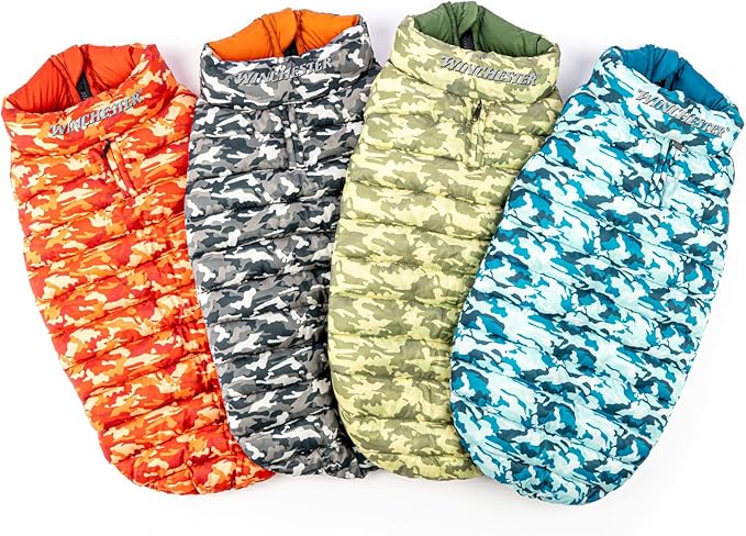 Winchester Pet Premium Reversible Dog Puffer Vest, Green, XXL