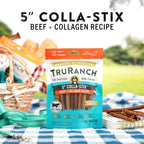 TRURANCH Collagen Sticks - 5" Collagen Sticks for Dogs - Long Lasting Healthy Joint Support - Rawhide Alternative - Skin & Coat Health - Made with Real Beef, Value Pack, 3 Bags, 45 Count