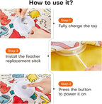 Potaroma Interactive Cat Feather Toys, Hide and Seek Concealed Moving Feather Wand, Rechargeable Touch Activated Indoor Kitten Exercise Kicker, Mouse Squeaky, Graffiti Cover