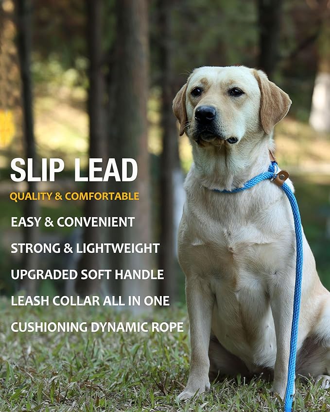 lynxking 8 FT Dog Leash Slip Lead 2 Pack Strong Heavy Duty Braided Dog Training Leash No Pull Training Lead Leashes for Medium Large and Small Dogs