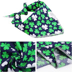 E-Clover Spring Dog Bandana & Matching Scrunchie Set Shamrock Lucky Dog Bandanas Scarf with Bow Hair Ties for Medium Large Dogs & Pet Owner Mom