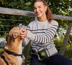 Dog Walk & Train Sling Bag by Cleverpup - Hands-Free 2-In-1 Treat Pouch, Poop Bag Holder, Clicker, Phone Pocket - Crossbody/Fanny Pack, Adjustable Strap - Heather Grey