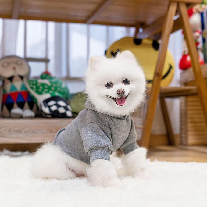 SCENEREAL Dog Hoodie Sweaters for Small Medium Large Size Dogs, Fleece Pet Sweatshirt with Hat and Pocket,Soft Cold Winter All Weather Puppy Clothes for S to XL Sized Dogs,Grey (S)
