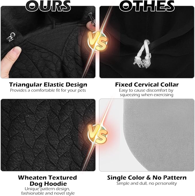 EXPAWLORER Textured Cable Knit Basic Dog Hoodie, Elevated Style Dog Sweater with Leash Hole and Pocket, Soft and Warm Pet Winter Coat, Cold Weather Clothes for Small Medium Large Dogs Cats,Black XS