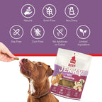PLATO Pet Treats Jerky Dog Treats - Air-Dried Beef Jerky with Mushroom - Grain Free, High Protein - 16oz